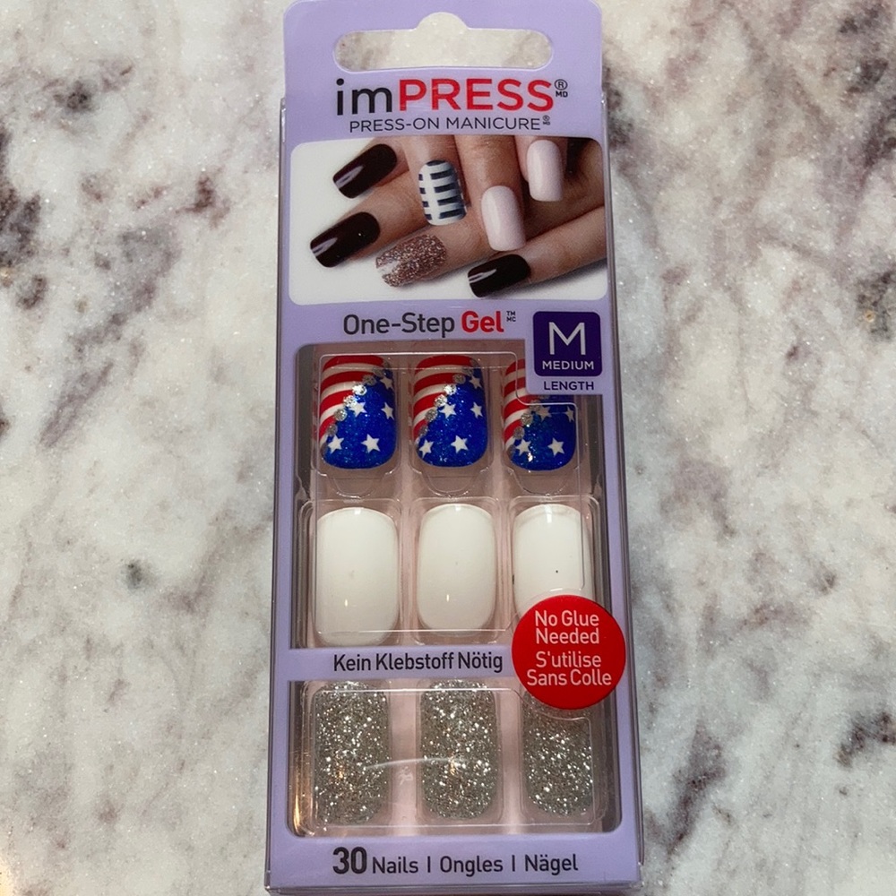 Never Opened Impress Nails Medium White Flag